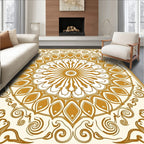 Golden Sunburst Mandala Pattern Rug