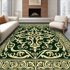 Intricate Floral Scrollwork Inlay Design Rug