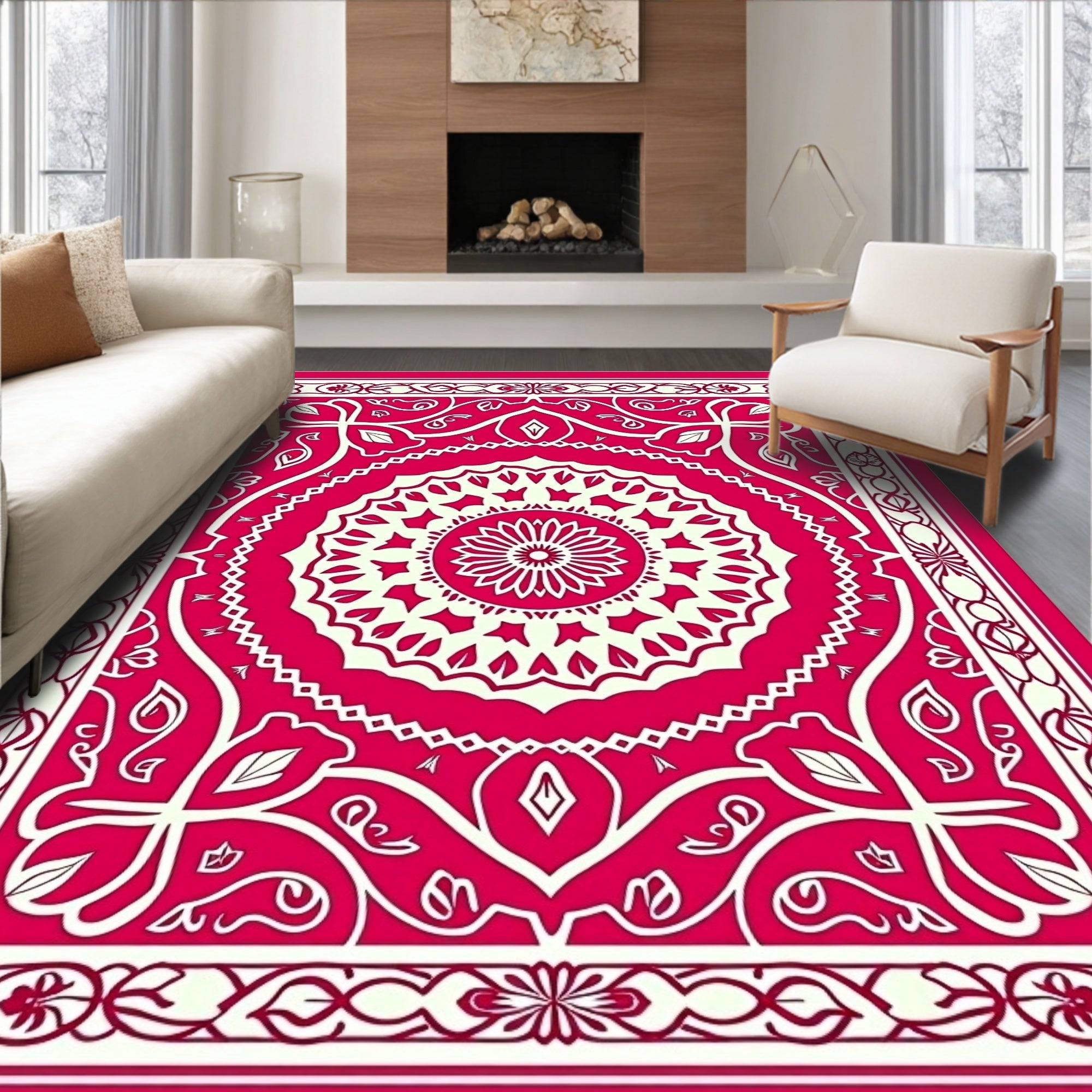 Elaborate Floral Mandala Design Rug