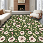 Charming Floral Bird Meadow Pattern Rug