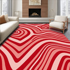 Red Swirl Stripe Pattern Rug
