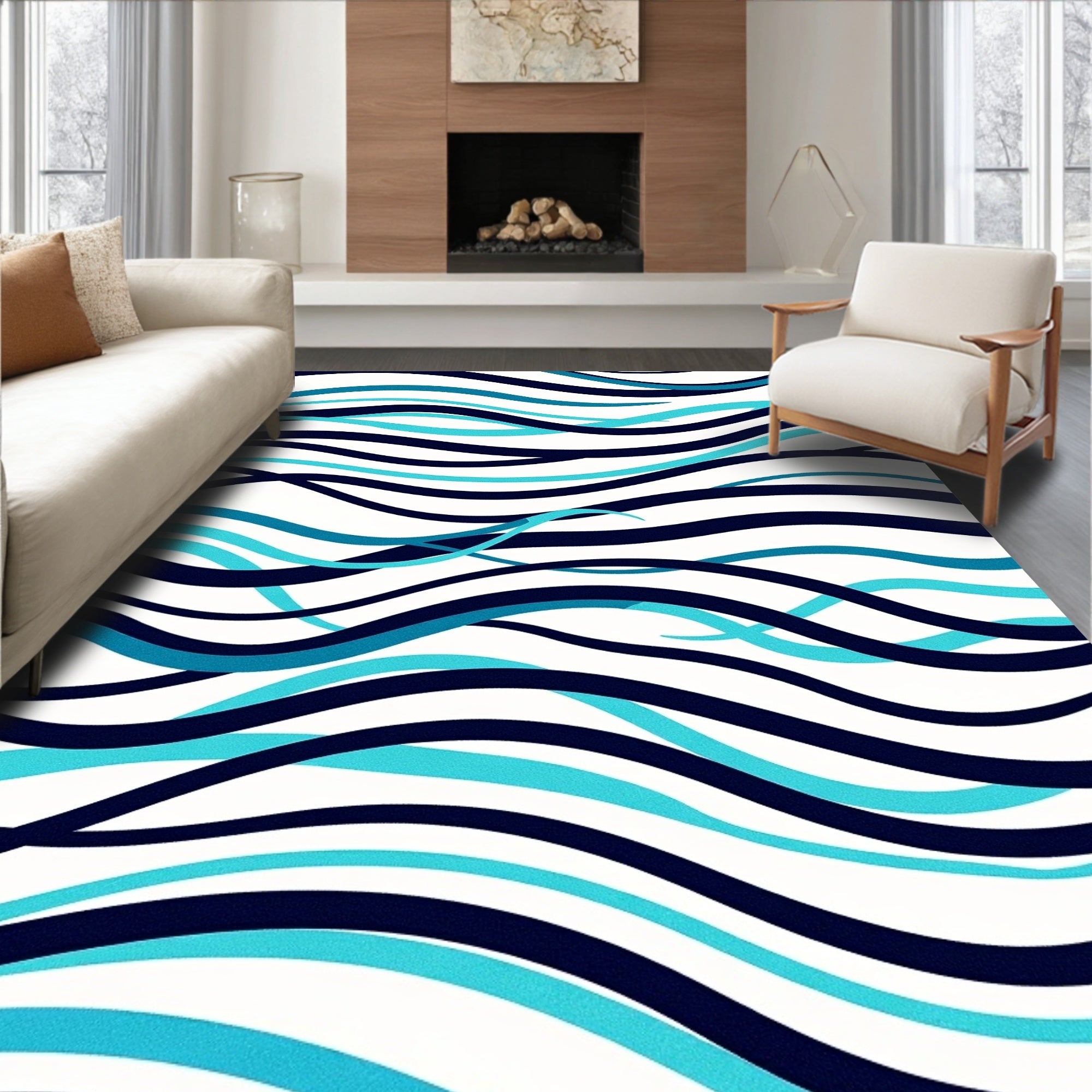 Abstract Wave Pattern Design Rug