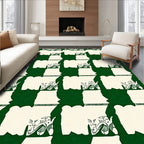 Green Checkerboard Abstract Art Rug