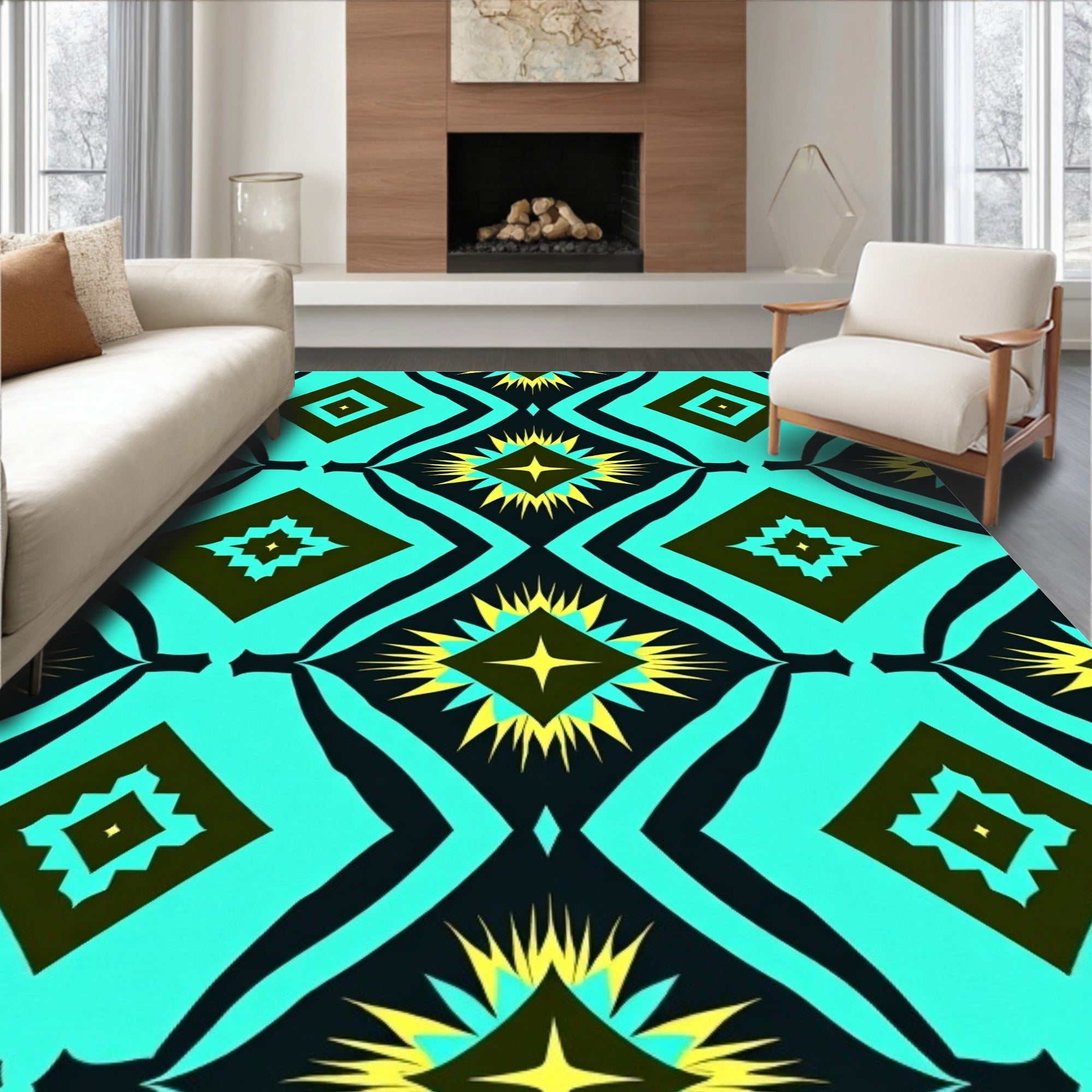 Bold Diamond Tribal Pattern Rug
