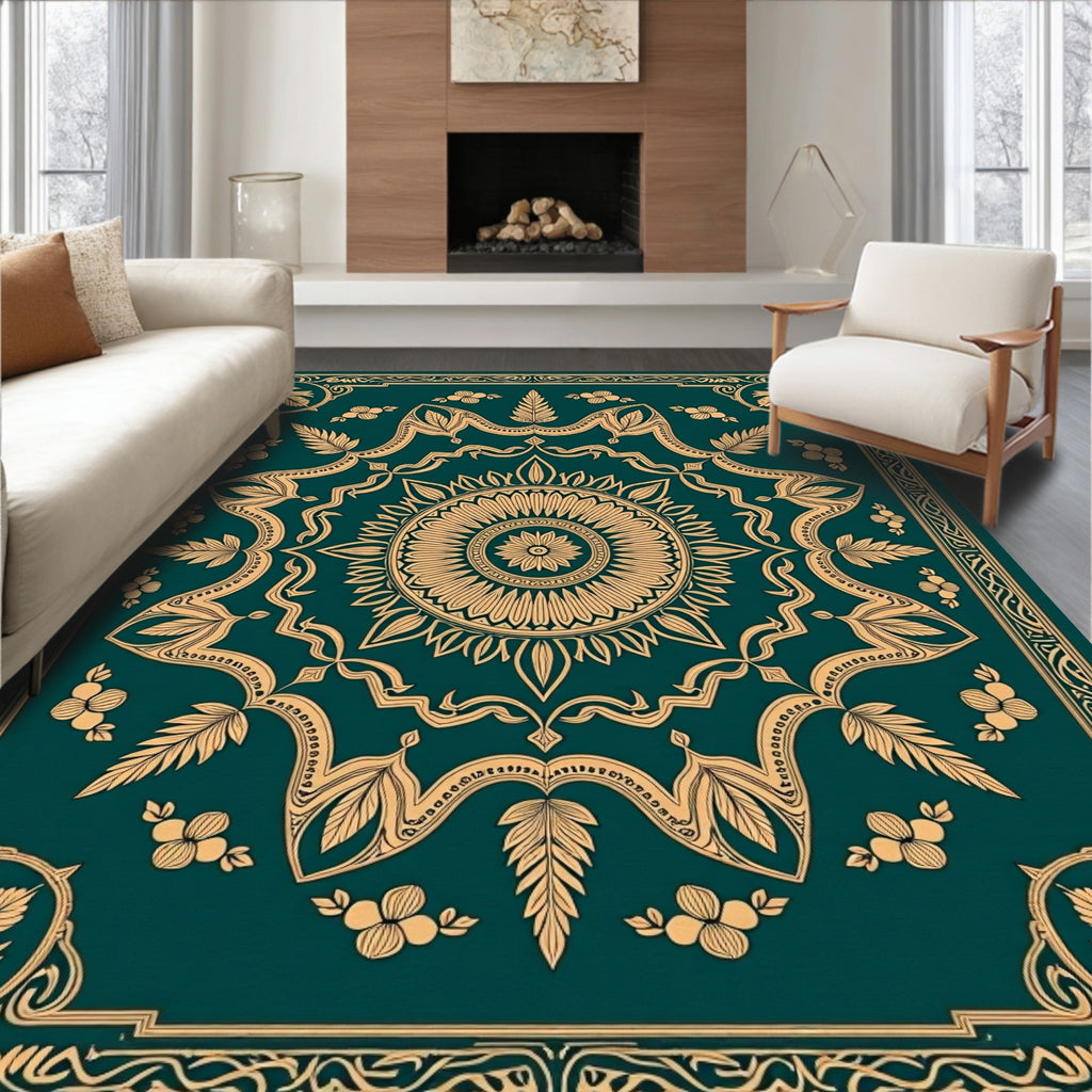 Mandala Floral Gilded Pattern Rug