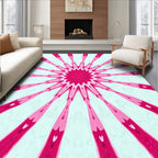 Radiant Pink Geometric Mandala Design Rug