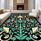 Mushroom Floral Vine Botanical Pattern Rug
