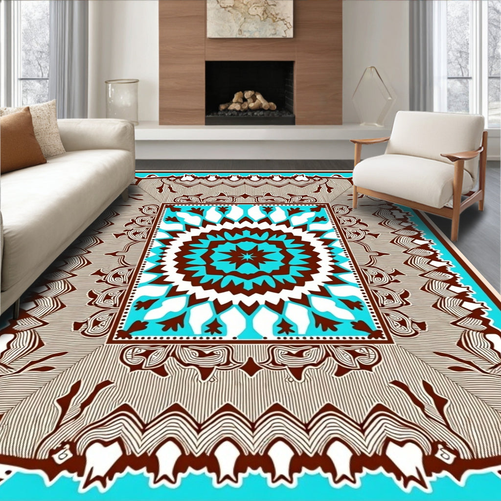 Bold Circular Medallion Pattern Rug