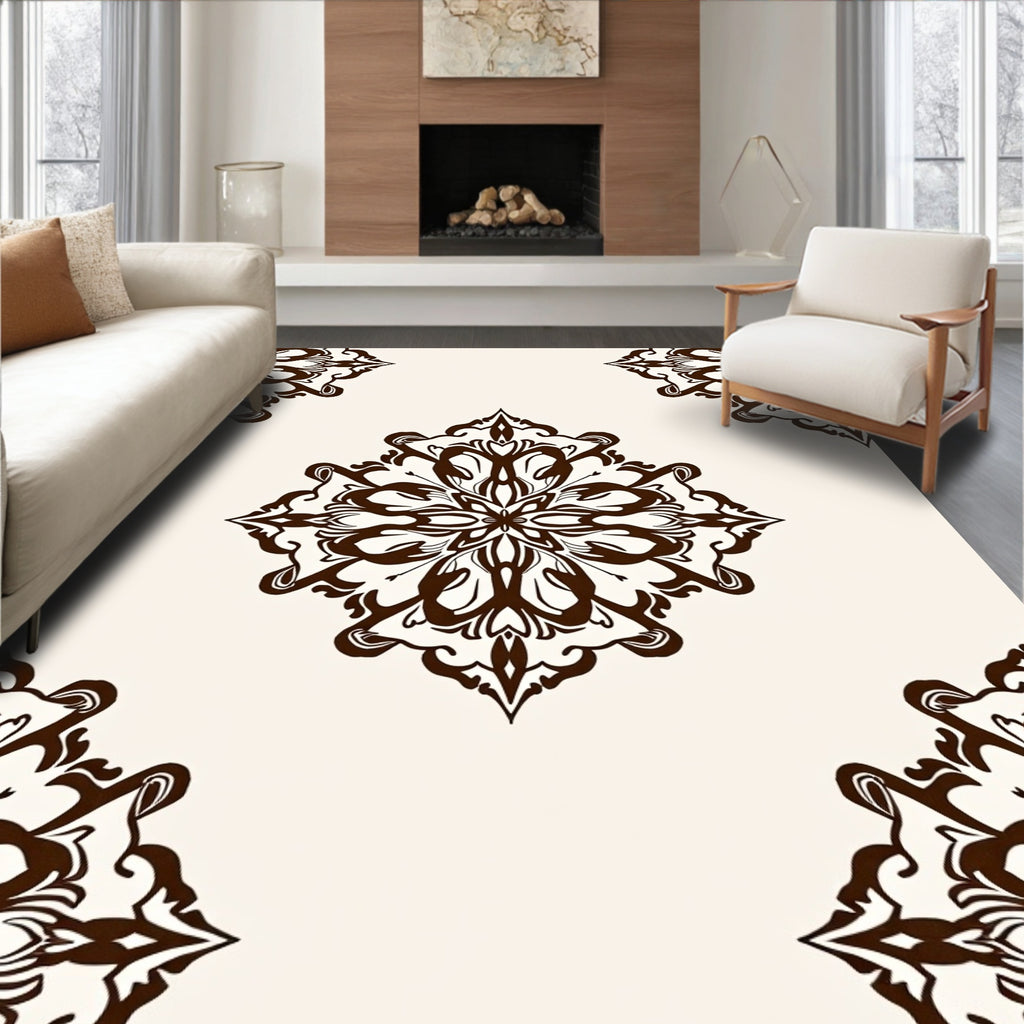 Ornate Floral Scrollwork Pattern Design Rug