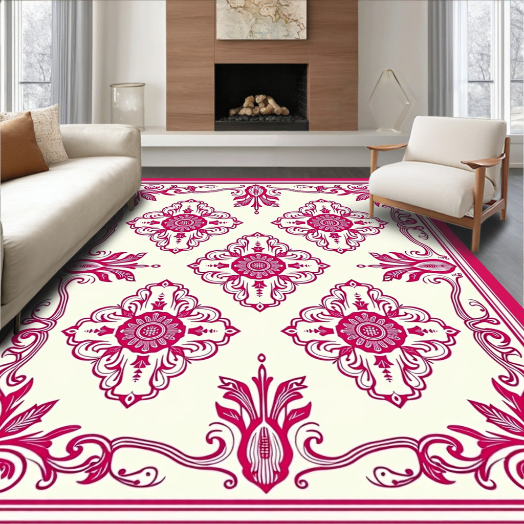 Ornate Floral Medallion Jacquard Pattern Rug