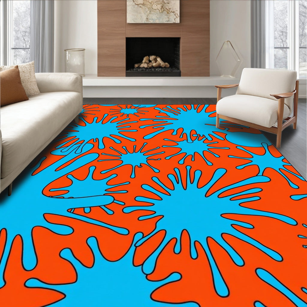 Aqua Splatter Bold Abstract Rug