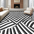 Monochromatic Abstract Stripe Design Rug