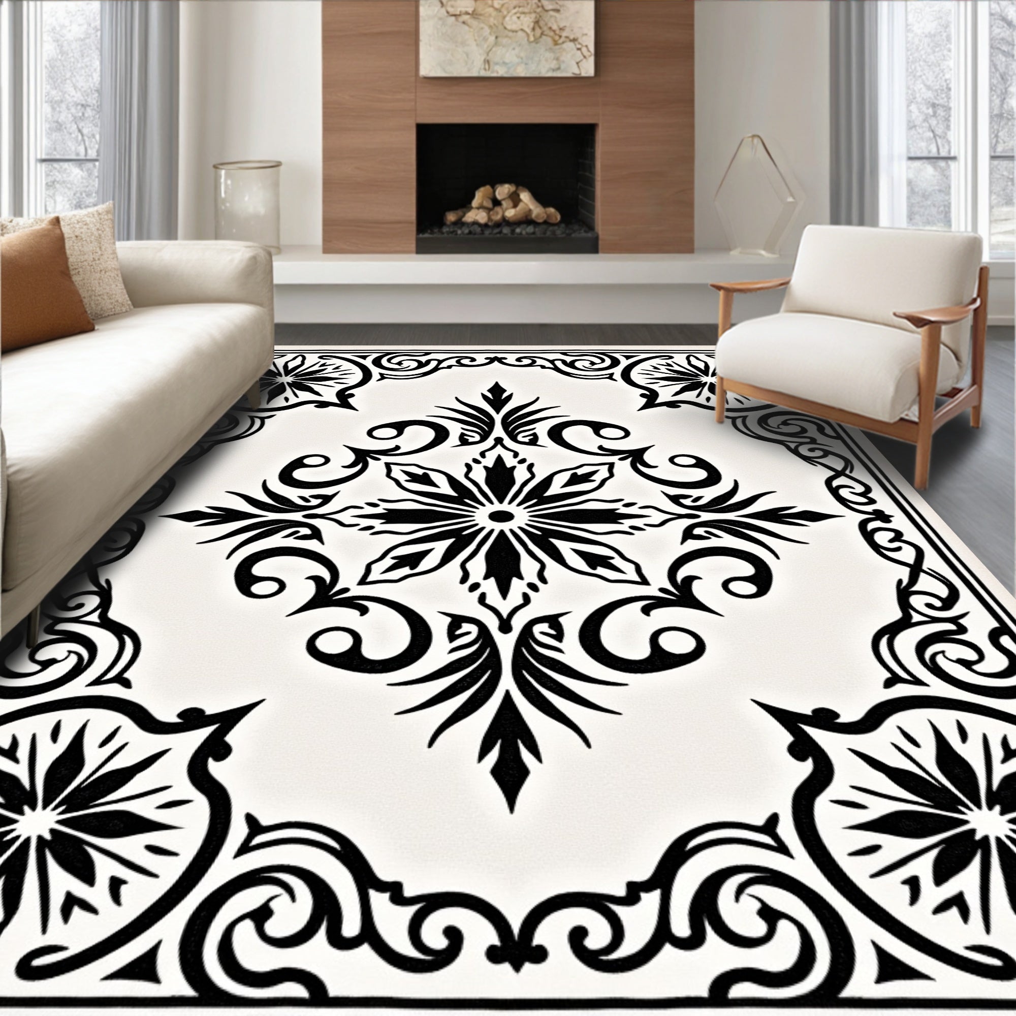 Vintage Floral Symmetry Pattern Rug