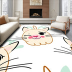 Cute Cat Face Whimsical Pattern Rug