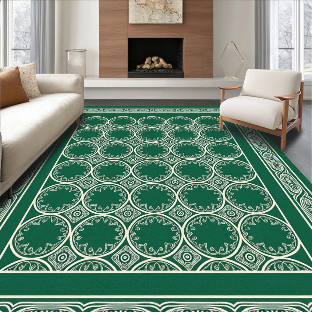 Intricate Circular Pattern With Border Design Rug