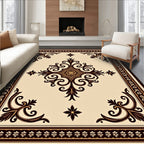 Ornate Scrollwork and Floral Design Rug