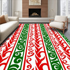 Crimson Green Tribal Stripe Repeat Rug