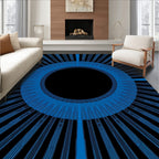 Radiant Blue Sunburst Geometric Design Rug