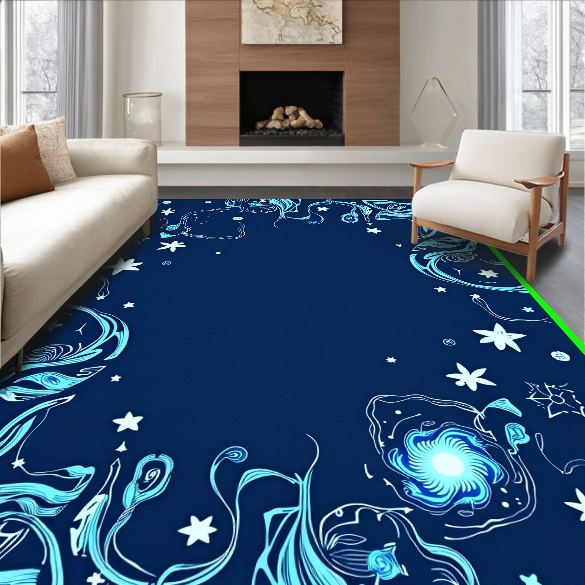Whimsical Floral Nebula Design Rug