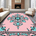 Elegant Blue Floral Symmetry Rug