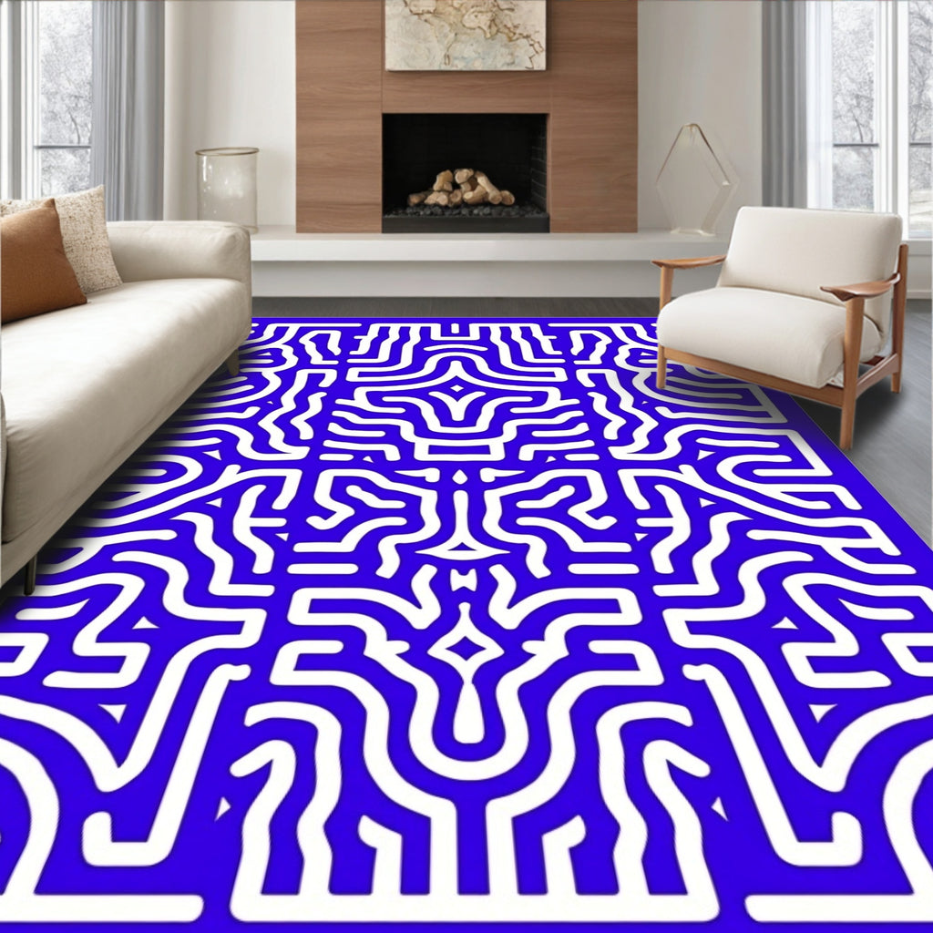 Bold Maze Pattern Design Rug