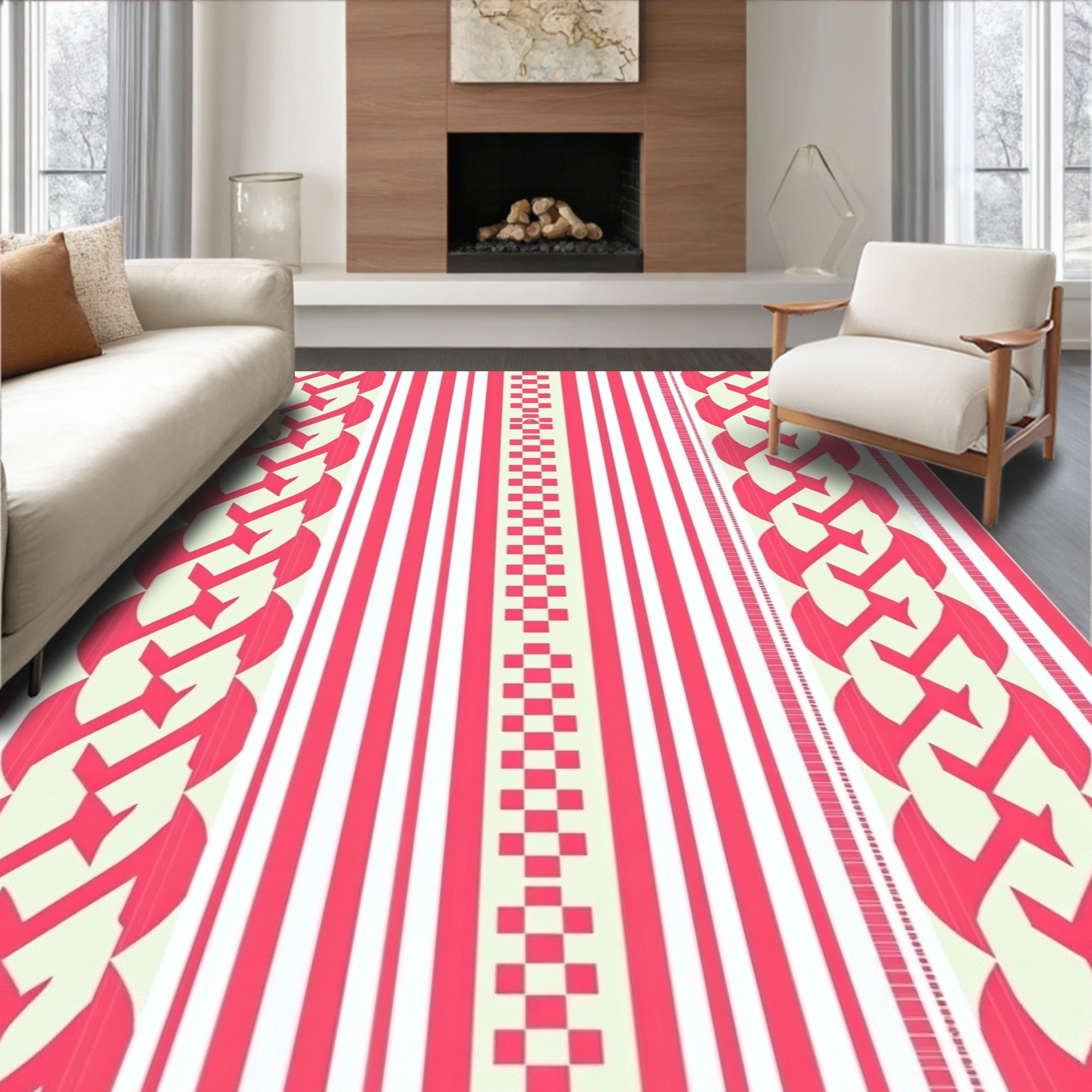 Chain Link Stripe Pattern Rug