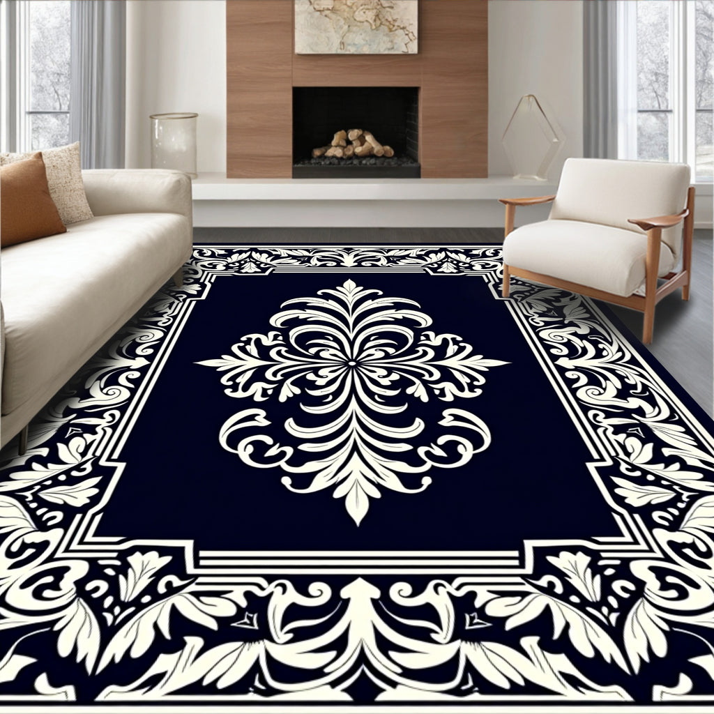 Ornate Floral Damask Pattern Rug