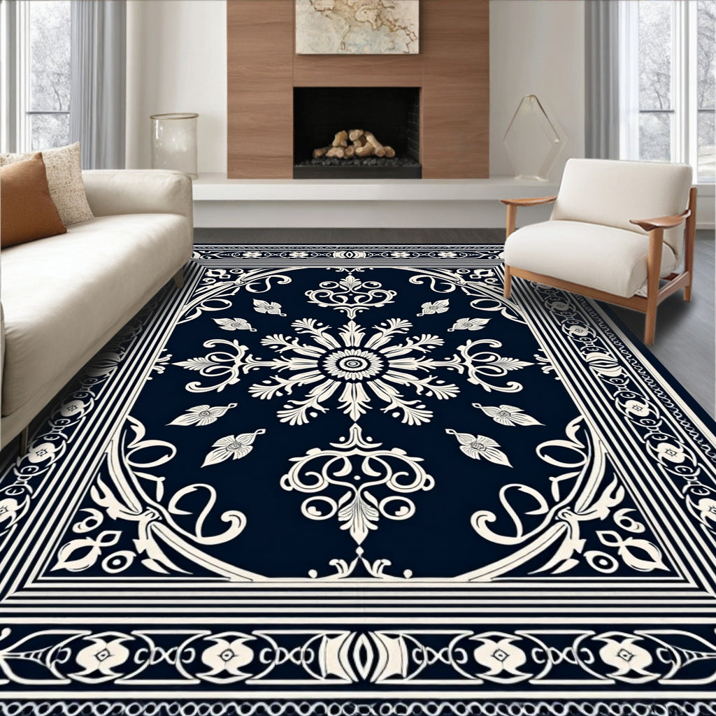 Ornate Floral Scrollwork Patterned Rug