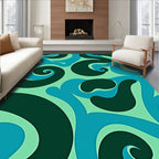 Teal Green Swirl Pattern Rug