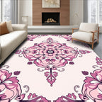 Pink Purple Floral Medallion Pattern Rug