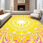 Vibrant Yellow Pink Mandala Pattern Rug