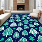 Forest Trees Pattern With Snow Rug