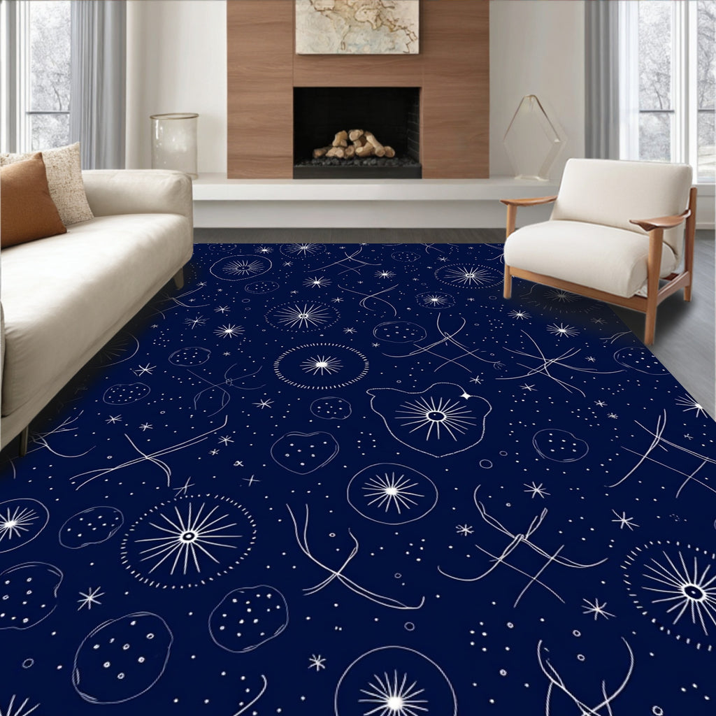 Celestial Starburst Dot Pattern Rug