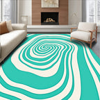 Abstract Swirl Teal Cream Pattern Rug
