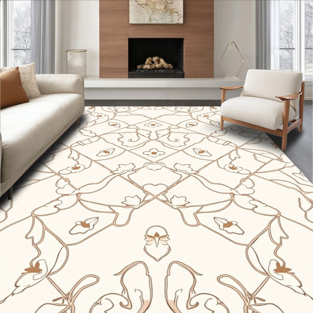 Elegant Floral Diamond Pattern Rug