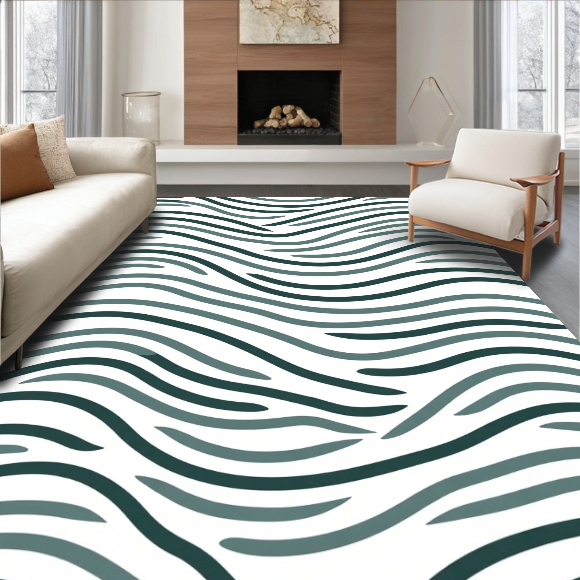 Modern Wavy Stripes Aesthetic Design Rug