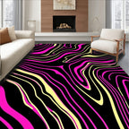 Vibrant Pink Yellow Swirl Design Rug