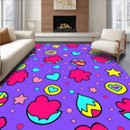 Vibrant Hearts Stars Shapes Pattern Rug
