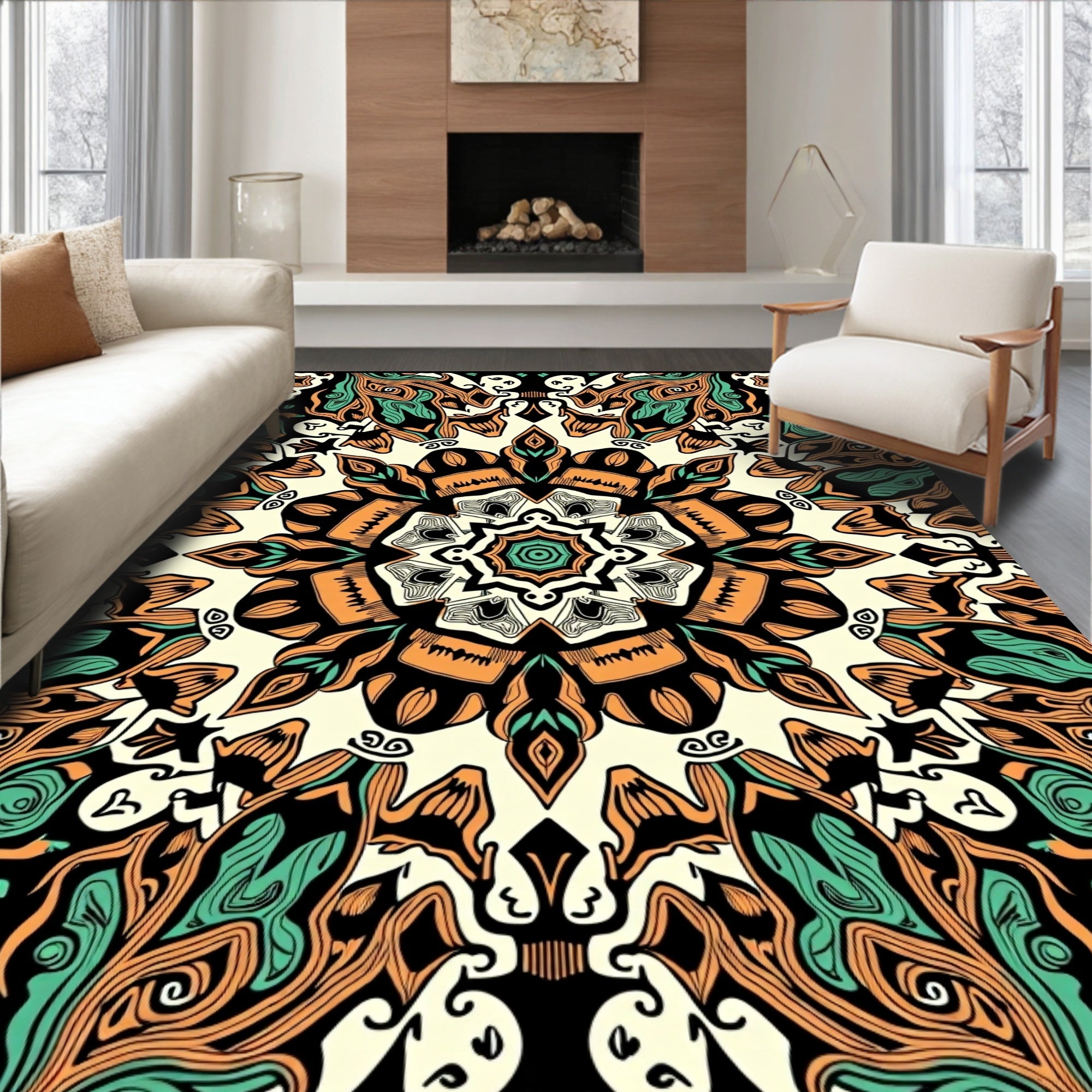 Bold Floral Mandala Style Rug