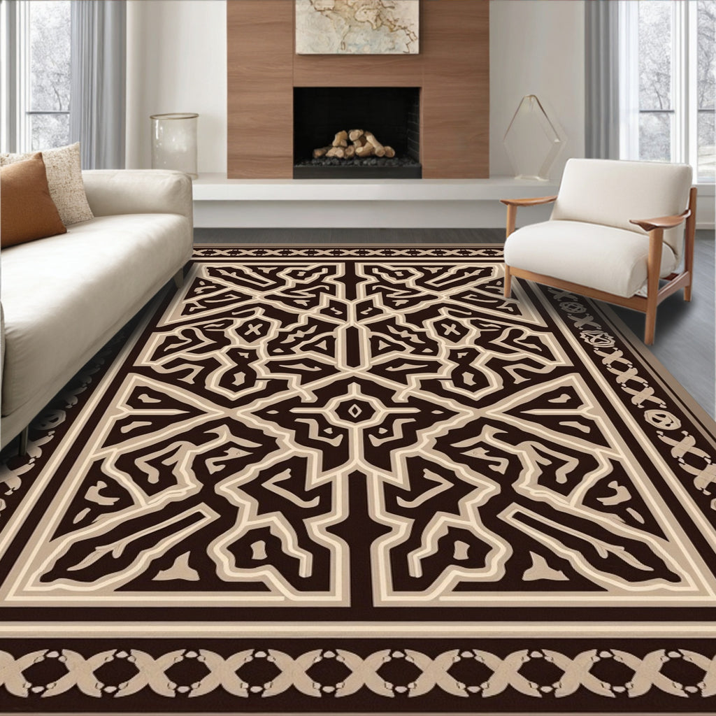Intricate Geometric Dark Light Pattern Rug