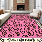Pink Swirl Pattern Bordered Rug