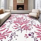Pink Leaf Branch Pattern Design Rug