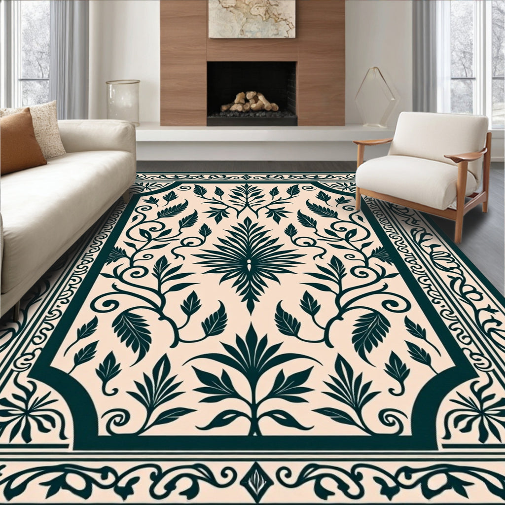 Classic Floral Swirl Silhouette Pattern Rug