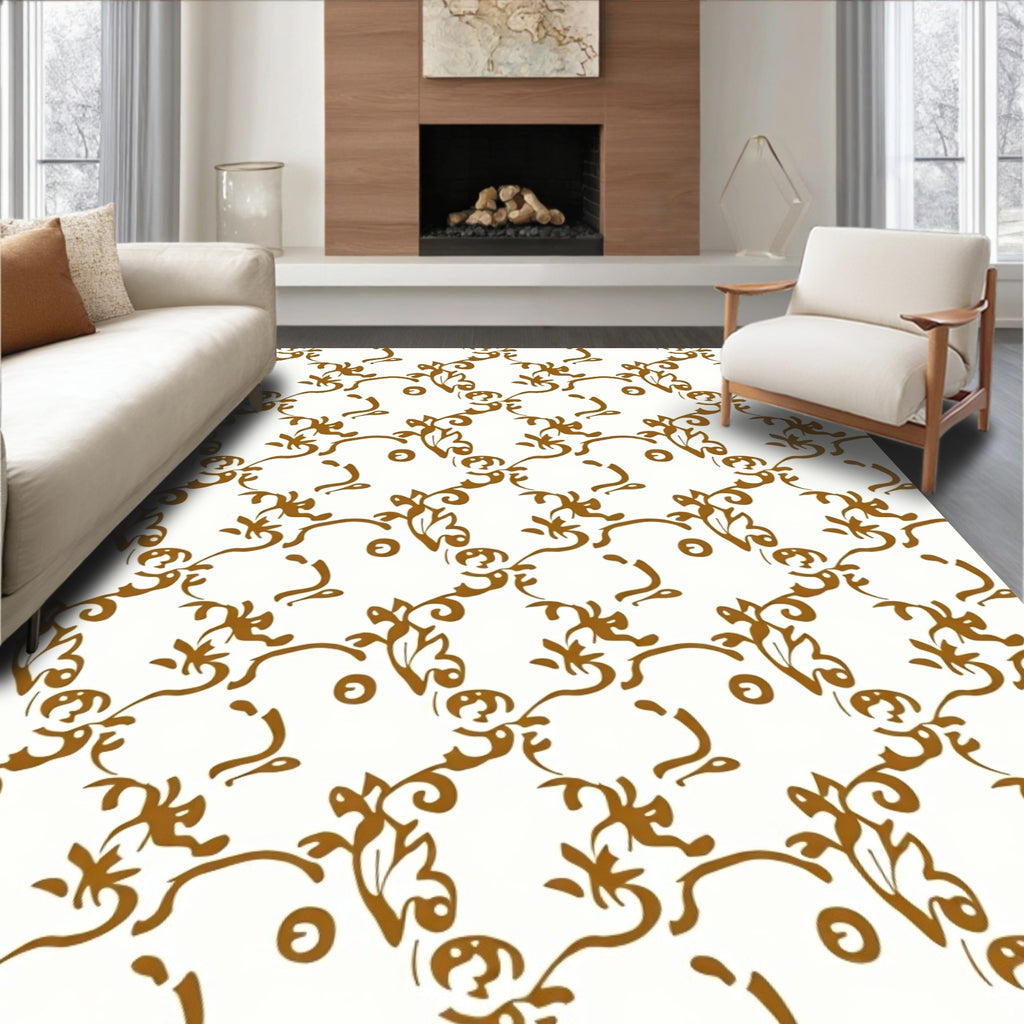 Brown Flourish Pattern Design Rug