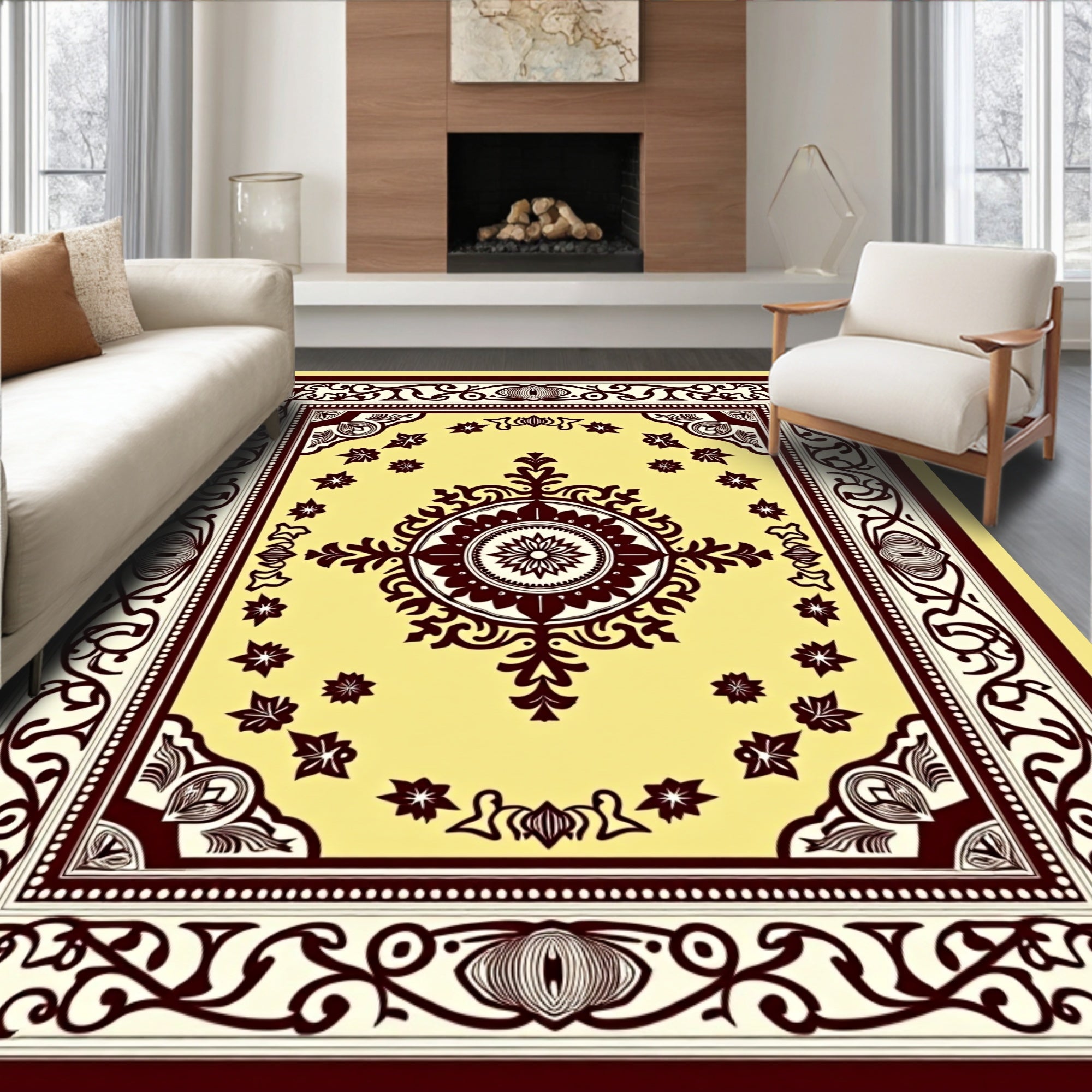 Bold Floral Mandala Pattern Rug
