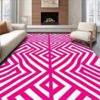 Bold Pink Geometric Maze Rug