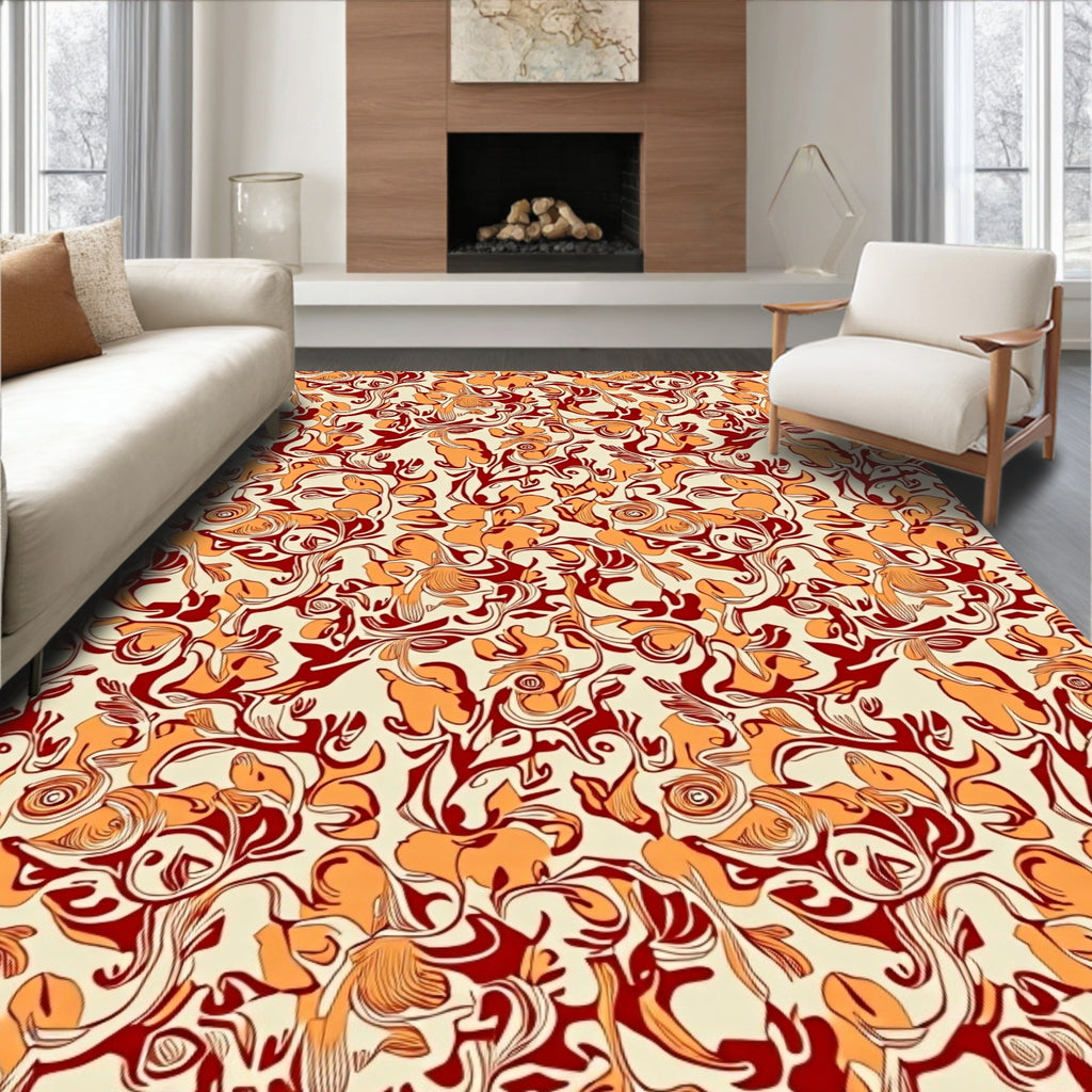 Art Nouveau Floral Swirl Pattern Rug
