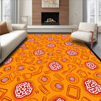 Abstract Red White Organic Shapes Rug