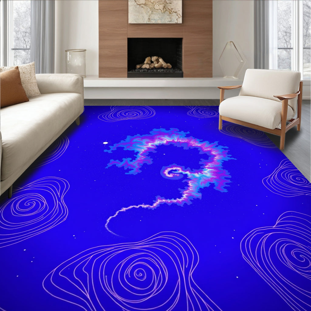 Abstract Swirling Nebula Cloud Pattern Rug