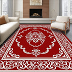 Red Vintage Floral Pattern Rug